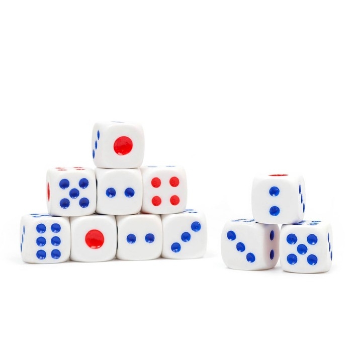 Кости игральные, 1.6 х 1.6 см, набор 100 шт Кости игральные, 1.6 х 1.6 см, набор 100 шт