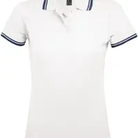 Рубашка поло женская Pasadena Women 200 с контрастной отделкой белая с синим, размер M