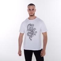 Футболка мужская &laquo;Дракон&raquo;, цвет белый/принт чёрный, размер 50