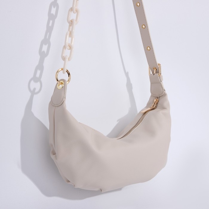 Сумка мешок, отдел на молнии, регулирующийся ремень, цвет молочный Сумка мешок, отдел на молнии, регулирующийся ремень, цвет молочный