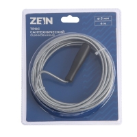 Трос сантехнический ZEIN engr, оцинкованный, с ручкой, d=5 мм, L=4 м