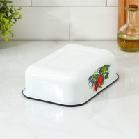 Контейнер металлический с крышкой, 1,5 л, деколь МИКС, цвет белый