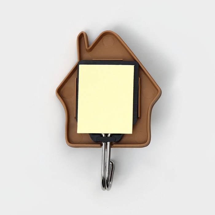 Крючки самоклеящиеся Доляна &laquo;Дом&raquo;, 3 шт, цвет тёмное дерево