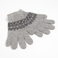 Перчатки женские из монгольской шерсти, цвет серый/узор, размер 6,5-7,5
