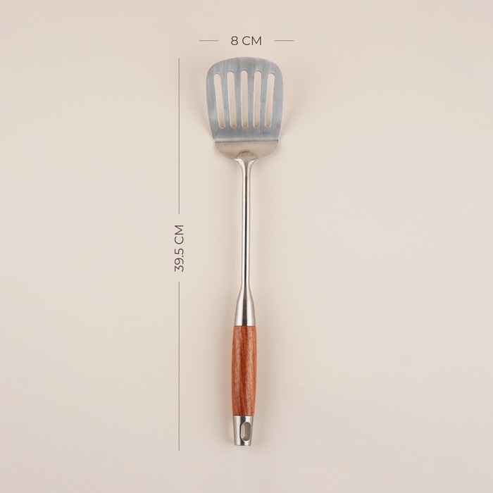 Лопатка перфорированная из нержавеющей стали SL Home, &laquo;Рустик&raquo;, 39,5&times;8 см, цвет серебряный