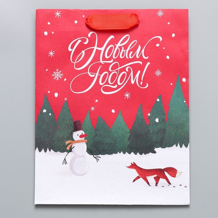 Пакет подарочный новогодний крафтовый вертикальный &laquo;New&raquo;, MS 18 х 23 х 10 см, Новый год