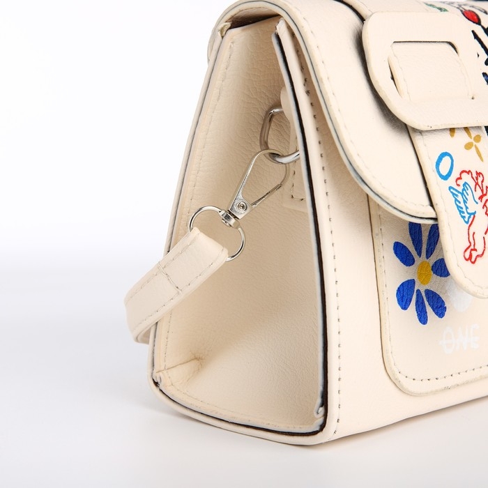 Сумка женская-мессенджер, цвет белый 18,5*13*8 см