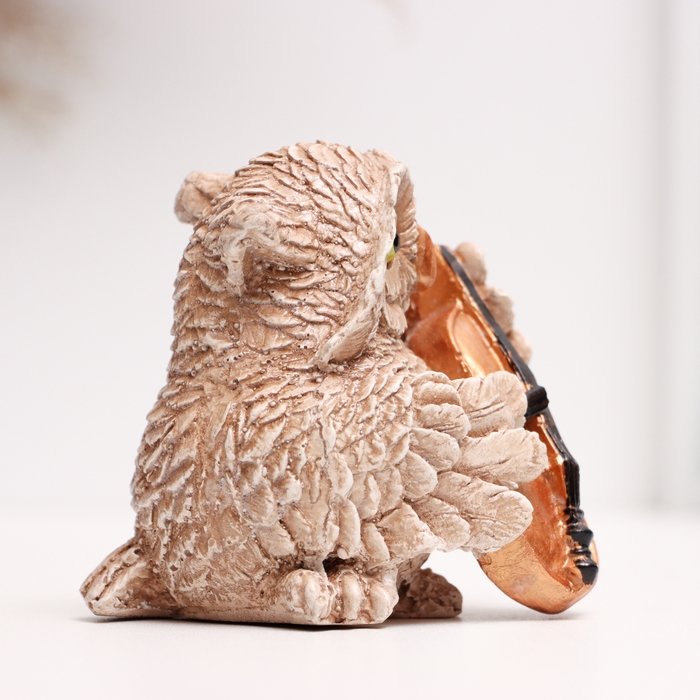 Фигура "Сова скрипач" коричневая, 8х6х6см