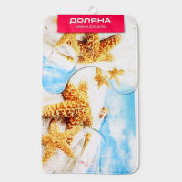 Коврики для ванной и туалета Доляна &laquo;Звёзды на песке&raquo;, 2 шт: 37&times;45 см, 45&times;75 см