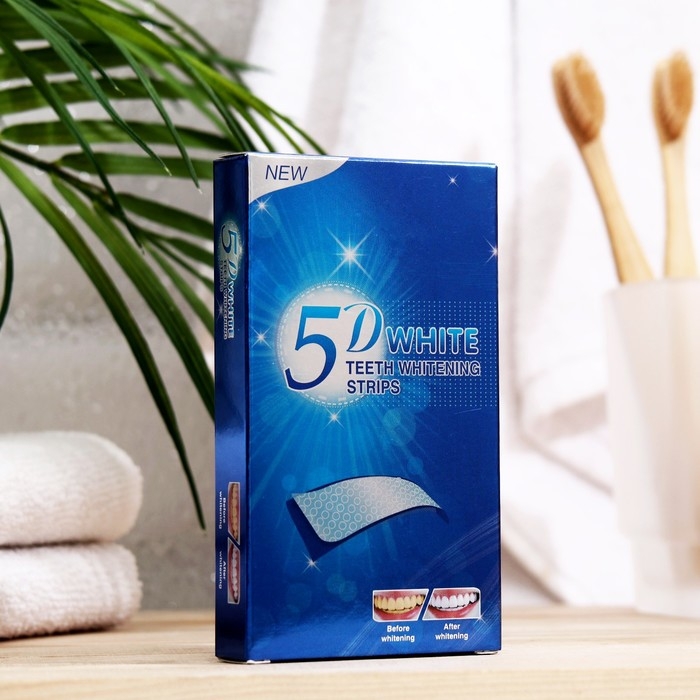Отбеливающие полоски для зубов 5D, 14 саше, 7 пар Отбеливающие полоски для зубов 5D, 14 саше, 7 пар