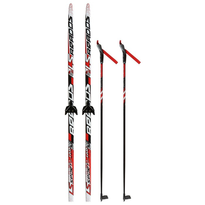 Комплект лыжный: пластиковые лыжи 160 см без насечек, стеклопластиковые палки 120 см, крепления NN75 мм, цвета МИКС