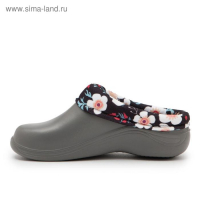 Галоши женские, цвет серый/цветочки, размер 37-38
