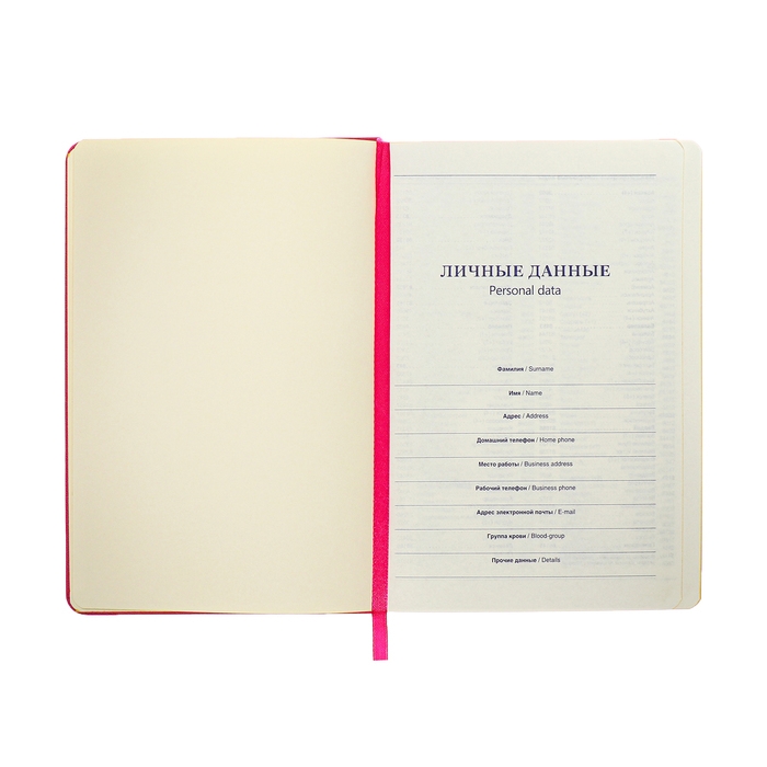 Ежедневник недатированный A5, 140л, клетка, кожзам, на резинке, желтый срез, Фуксия Ежедневник недатированный A5, 140л, клетка, кожзам, на резинке, желтый срез, Фуксия
