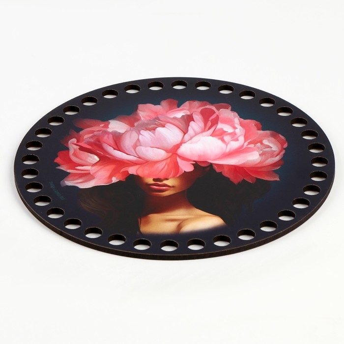 Донышки для вязания 2 в 1 &laquo;Девушка с пионом&raquo;, круг 15 см, хдф 3 мм