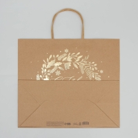 Пакет подарочный новогодний крафтовый Gold, 32 х 28 х 15 см, Новый год