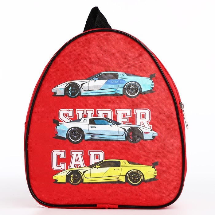 Рюкзак детский для мальчика «Гоночные машинки», 23х20,5 см, отдел на молнии, цвет красный Рюкзак детский для мальчика «Гоночные машинки», 23х20,5 см, отдел на молнии, цвет красный