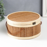 Шкатулка бамбук "Круглая" со шнуром 10х22х22 см