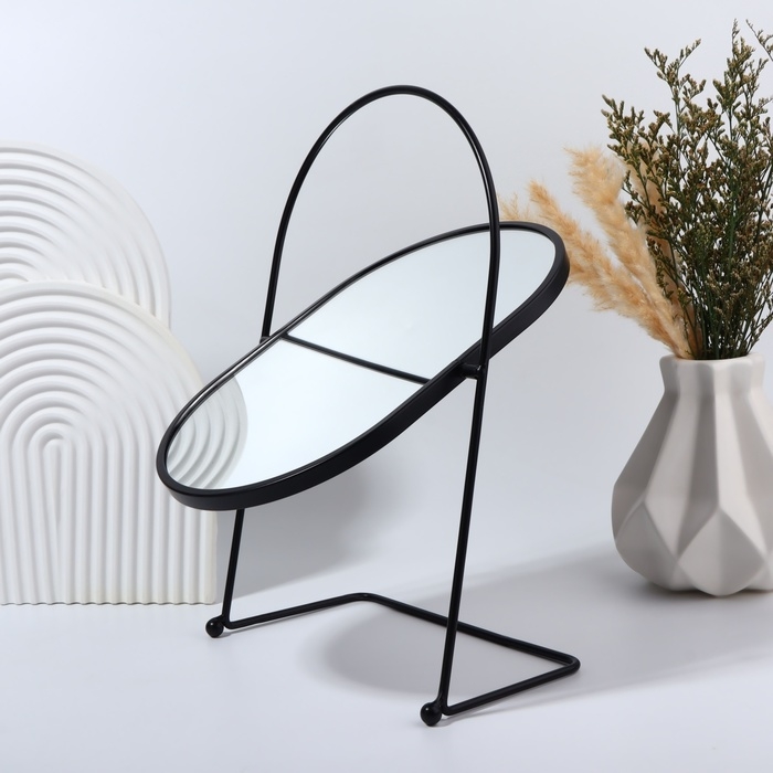 Зеркало настольное &laquo;Богема&raquo;, зеркальная поверхность 17,5 &times; 26,5 см, цвет чёрный