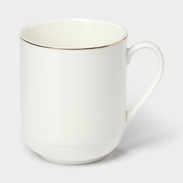 Кружка фарфоровая &laquo;Золотая линия&raquo;, 340 мл, цвет белый
