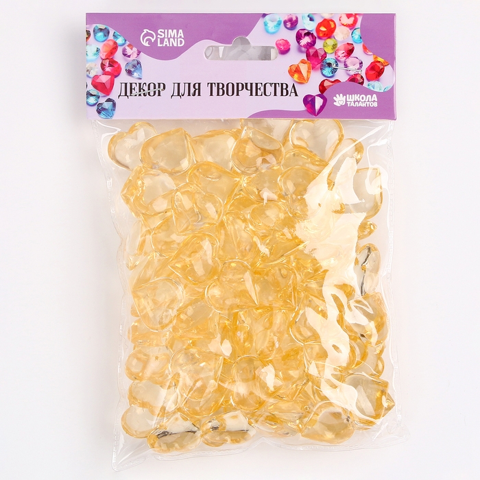 Сердечки пластиковые декоративные, набор 100 шт., размер 1 шт. &mdash; 2 &times; 2 см, цвет золотой