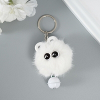 Пушистик на кольце "Звёздные глазки с бубенчиком" белый 8,5х6х6 см