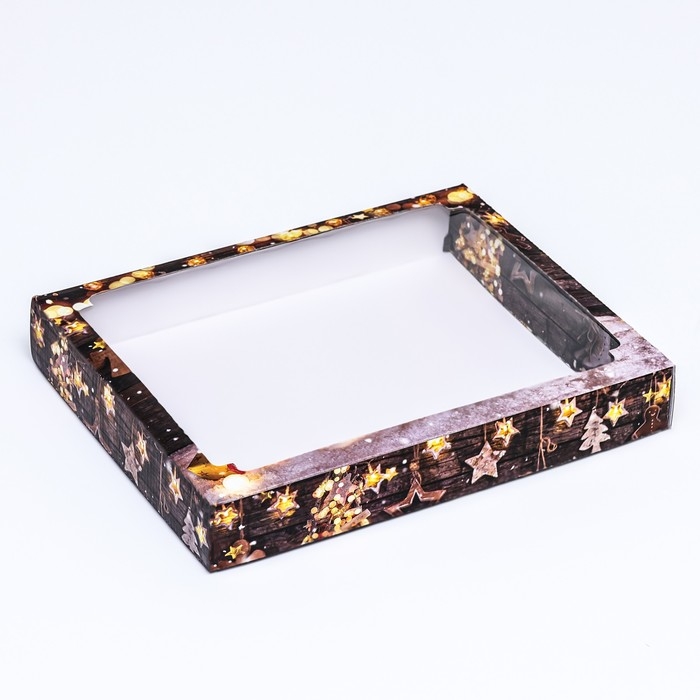 Новый год. Коробка сборная крышка-дно с окном, "Исполнения желаний", 26 х 21 х 4 см.