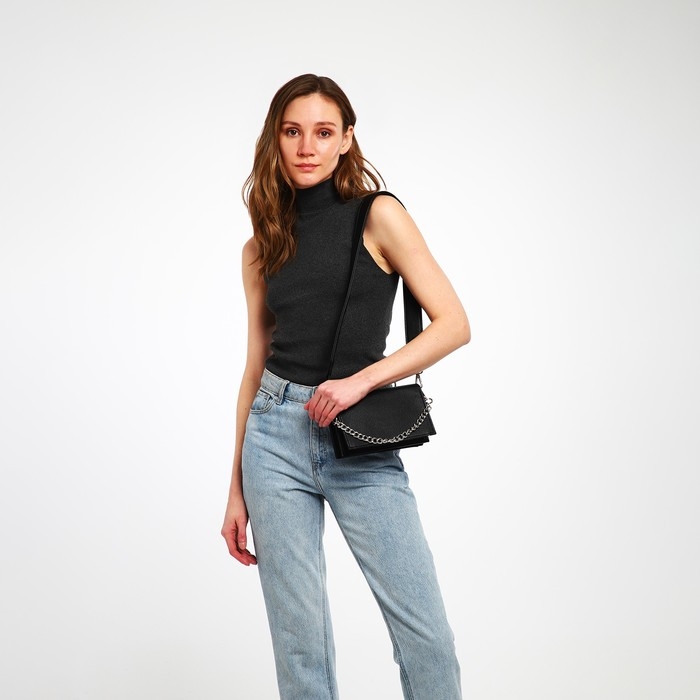 Сумка женская TEXTURA, мессенджер, маленький размер, цвет чёрный