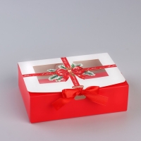 Коробка новогодняя складная &laquo;Бант новогодний&raquo; 16.5 х 12.5 х 5 см, Новый год