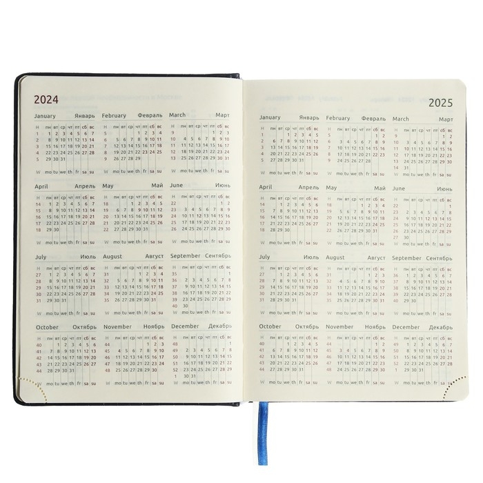 Ежедневник датированный 2024 A5 176 листов, deVENTE.Wild, твёрдая обложка из искусственной кожи, золотой срез, ляссе, кремовый блок 70 г/м2, синий