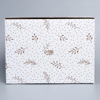 Коробка подарочная сборная, упаковка, &laquo;Веточки&raquo;, белый, 27 х 21 х 9 см