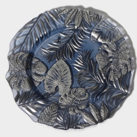 Тарелка стеклянная &laquo;Арабис&raquo;, d=33 см, цвет голубой