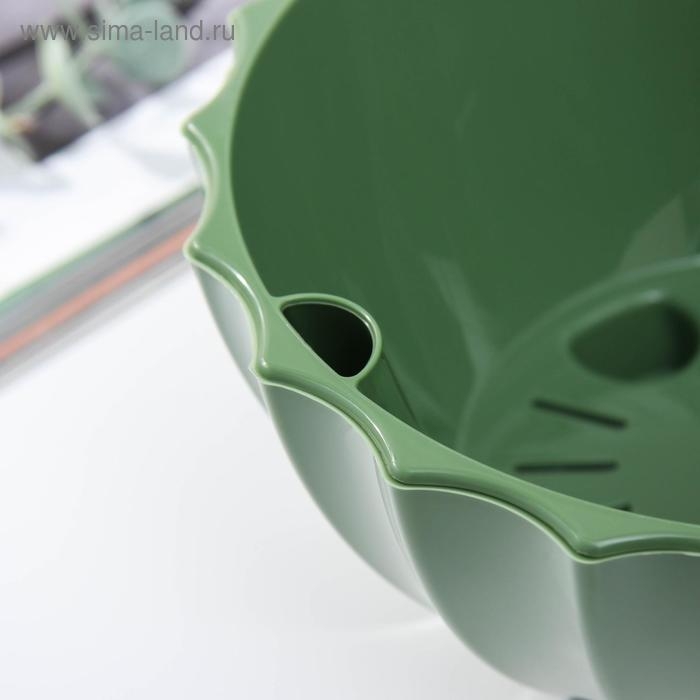 Кашпо для цветов с автополивом &laquo;Ракушка&raquo;, 2,4 л, d=22см, h=10,5 см, цвет зелёный