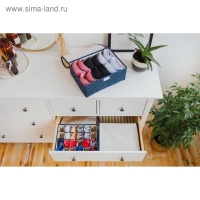 Набор органайзеров для хранения белья с крышкой &laquo;Горох&raquo;, 3 шт, 32&times;24&times;12 см, цвет тёмно-синий