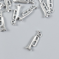 Декор для творчества металл "Корнет" набор 15 шт серебро 0,7х2,2 см