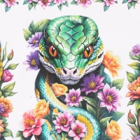 Новогодняя декупажная карта "Змеи в цветах", плотность 45 г/м2, формат А4 Новогодняя декупажная карта "Змеи в цветах", плотность 45 г/м2, формат А4