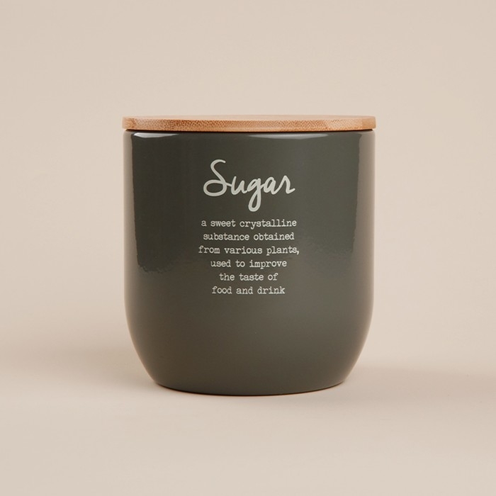 Банка для сахара SL Home, 12&times;12 см, цвет серый, с бамбуковой крышкой