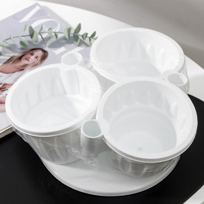 Кашпо многоярусное &laquo;Каскад&raquo;, 3 шт, 700 мл, цвет белый