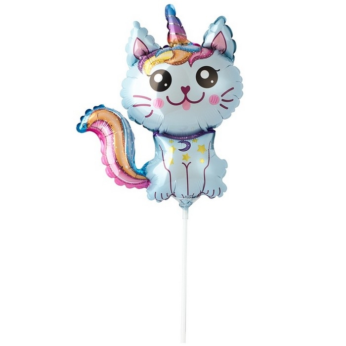 Шар фольгированный 12" &laquo;Кот-единорог голубой&raquo;, мини-фигура