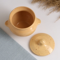 Горшок керамический для запекания №5 с ручками, 0,5л / 10х10,5см, каракум Горшок керамический для запекания №5 с ручками, 0,5л / 10х10,5см, каракум