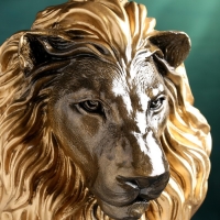 Фигура "Лев сидящий" черное золото, 40х25х55см