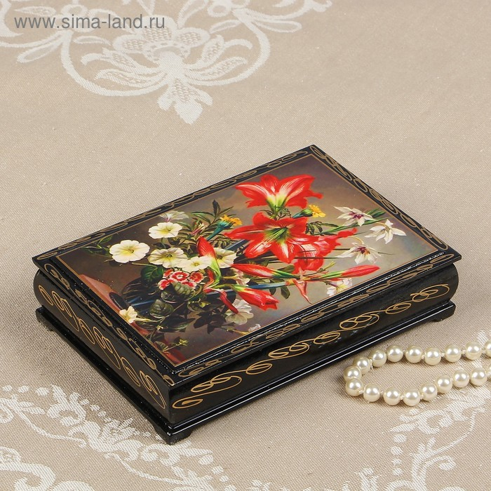 Шкатулка &laquo;Лилии в вазе&raquo;, 11&times;16 см, лаковая миниатюра