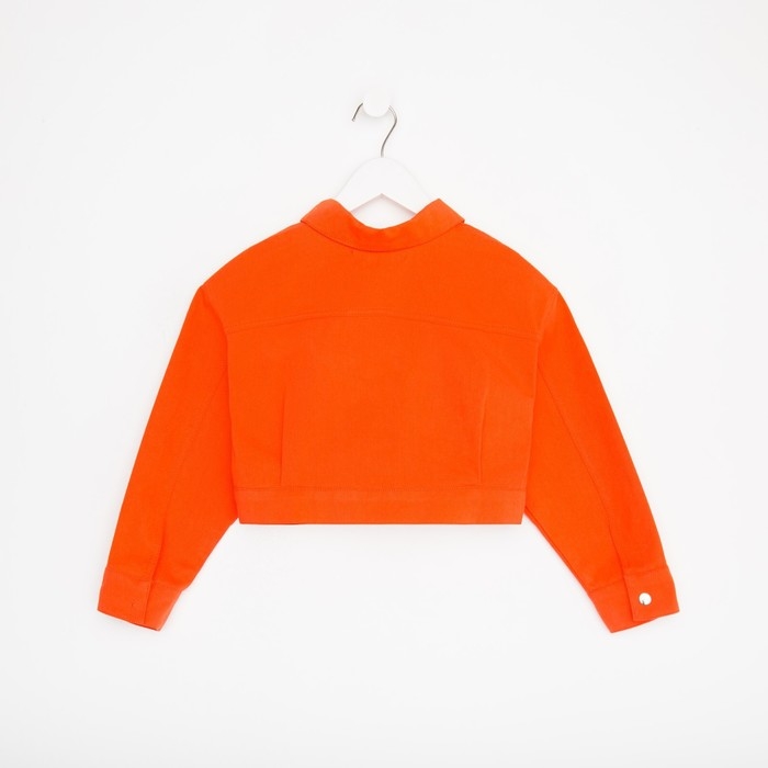 Рубашка для девочки джинсовая, укороченная KAFTAN, размер 32 (110-116 см), цвет оранжевый