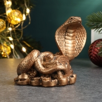 Новый год. Символ 2025. Фигура "Змея с сундуком" бронза, 6х6х5см