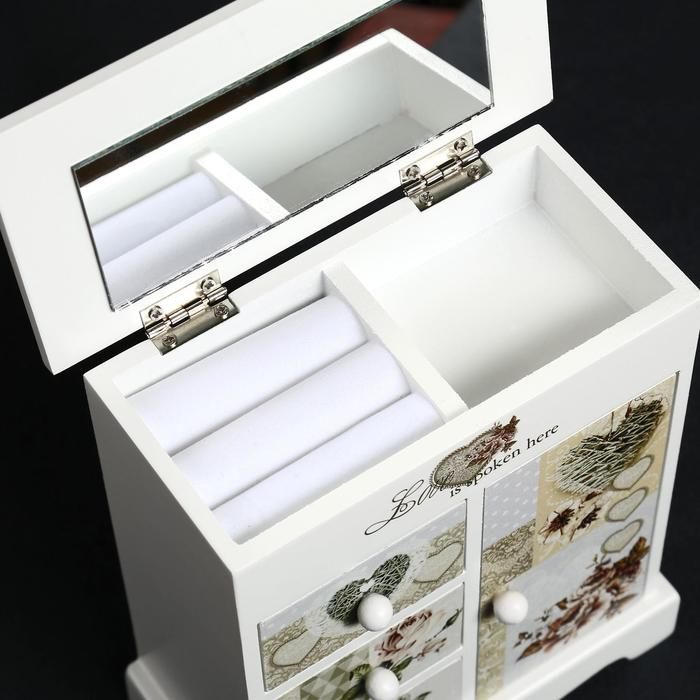 Шкатулка дерево комод 3 ящика+дверка Шкатулка дерево комод 3 ящика+дверка "Розы. Винтаж" 18,8х16,1х8,2 см