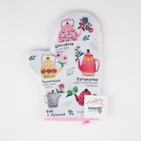 Варежка-прихватка &laquo;Чайные традиции&raquo; 20х28см,35% хлопок,65% п/э,ватин 250г/м2