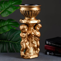 Фигурное кашпо "Два мальчика с чашей", бронза 0,6л/ 15х17х37см Фигурное кашпо "Два мальчика с чашей", бронза 0,6л/ 15х17х37см