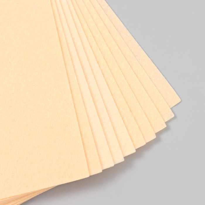 Фетр жесткий 1 мм "Песочный" набор 10 листов формат А4