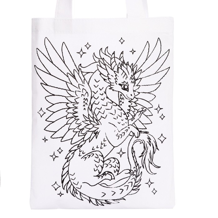 Сумка-шопер, раскраска &laquo;Дракон, фэнтези&raquo;