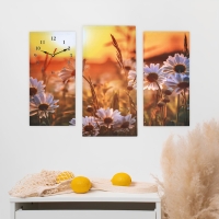 Часы-картина настенные, модульные "Ромашки на закате", бесшумные, 60 х 80 см Часы-картина настенные, модульные "Ромашки на закате", бесшумные, 60 х 80 см