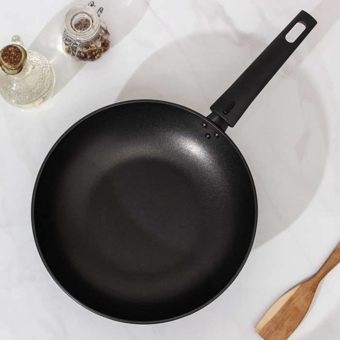 Сковорода Wok, d=26 см, съёмная ручка, антипригарное покрытие, цвет чёрный